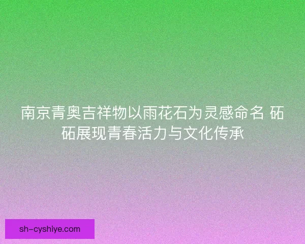 南京青奥吉祥物以雨花石为灵感命名 砳砳展现青春活力与文化传承