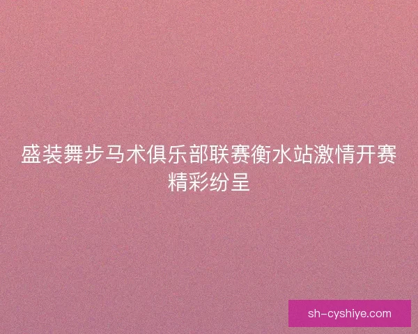 盛装舞步马术俱乐部联赛衡水站激情开赛精彩纷呈 盛装舞步马术俱乐部联赛衡水站激情开赛精彩纷呈