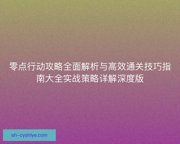 零点行动攻略全面解析与高效通关技巧指南大全实战策略详解深度版